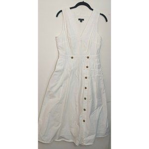 J. Crew White Button Down Maxi Dress With Cinch Waist- Size 4